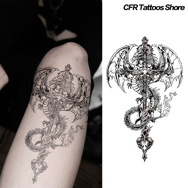 Hotwav Tablet Accessories - Temporary Tattoos Dragon Cross Herbal Juice